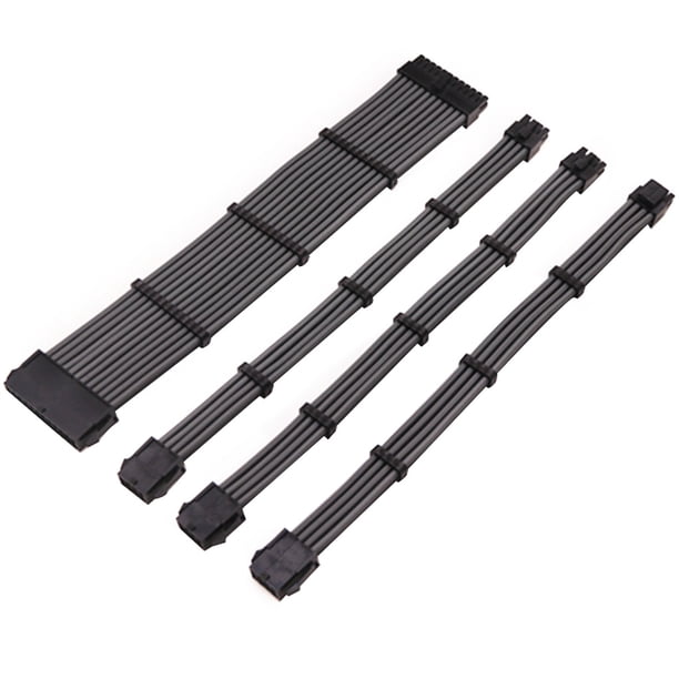 Methold Cable de alimentación de extensión, conectores flexibles para PC, juego de cables ligeros y prácticos resistentes al desgaste, adaptador de Cables de computadora Gris