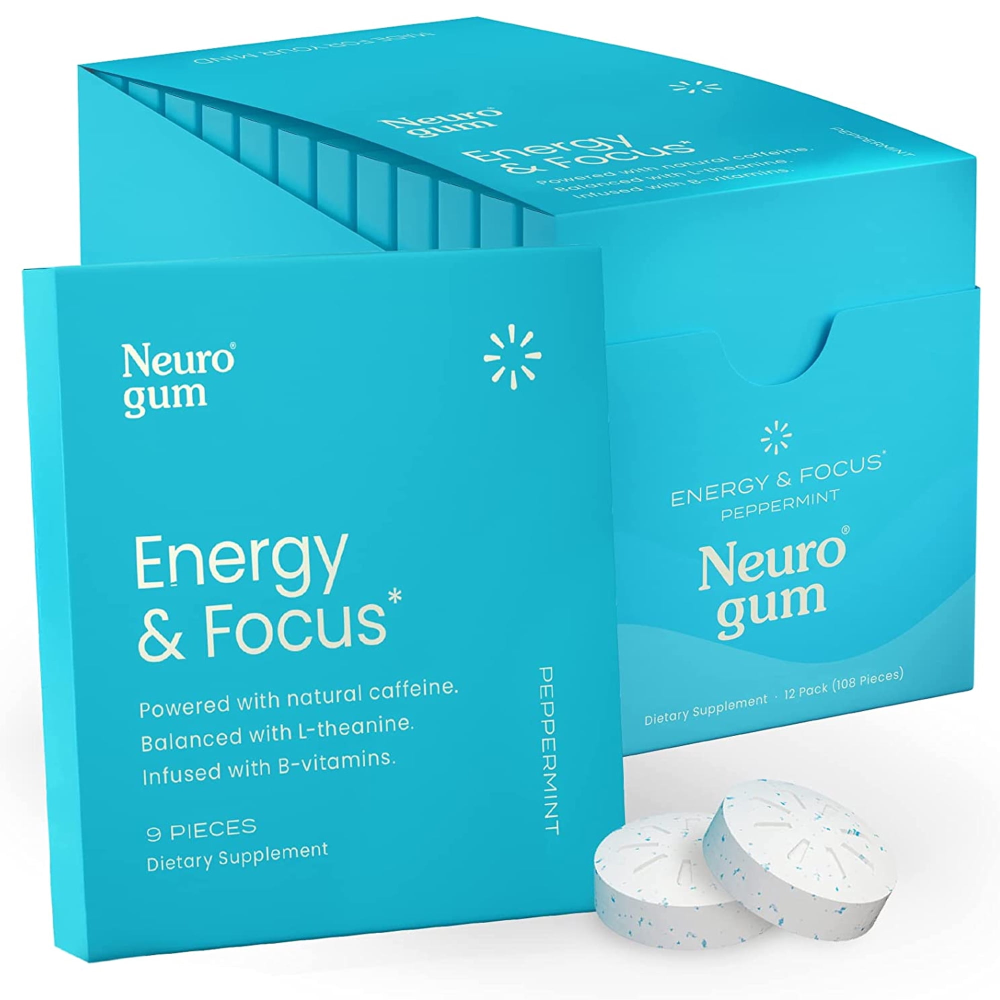 NeuroGum Caffeine Mints with L Theanine & Vitamin B Energy and Focus