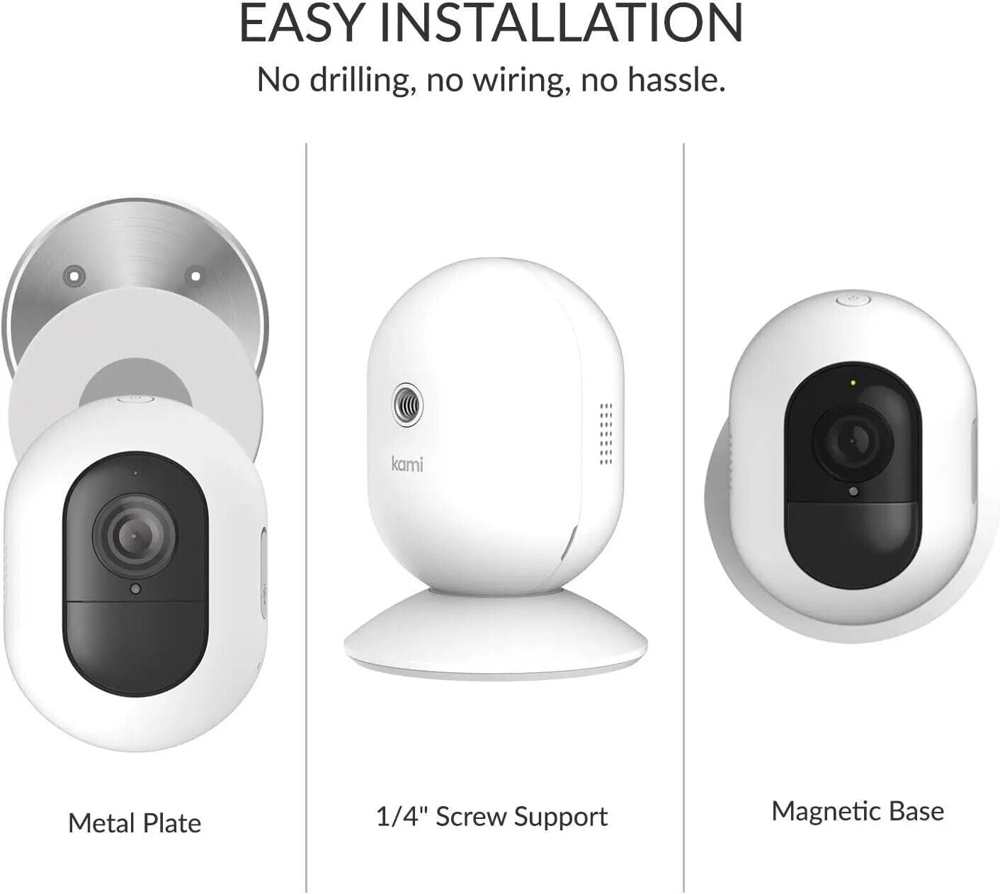 Kami 1080P Wire-Free Home Camera Kit, Wireless Outdoor Battery Security Camera