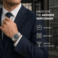 thumbnail image 3 of Men’s Silver Stainless Steel Dress Watch with Green Dial – Chronograph Style Quartz Wristwatch, Water Resistant, Elegant Business & Casual Watch for Men, 3 of 7