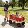 thumbnail image 4 of Enyopro Portable Toy Wagon with Wooden Side Rails, Outdoor Wagon Cart Kids Wagon with 10'' Wheels, for Toddlers, All-Terrain for Camping & Backyard, Red, 4 of 10