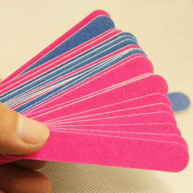 Mini tiras de esmalte de uñas de doble cara | Diseño de astillas de madera de dos colores | Herramienta de pulidor, tampón, moldeador, suavizante y pulidor de uñas | Cuidado de uñas portátil y