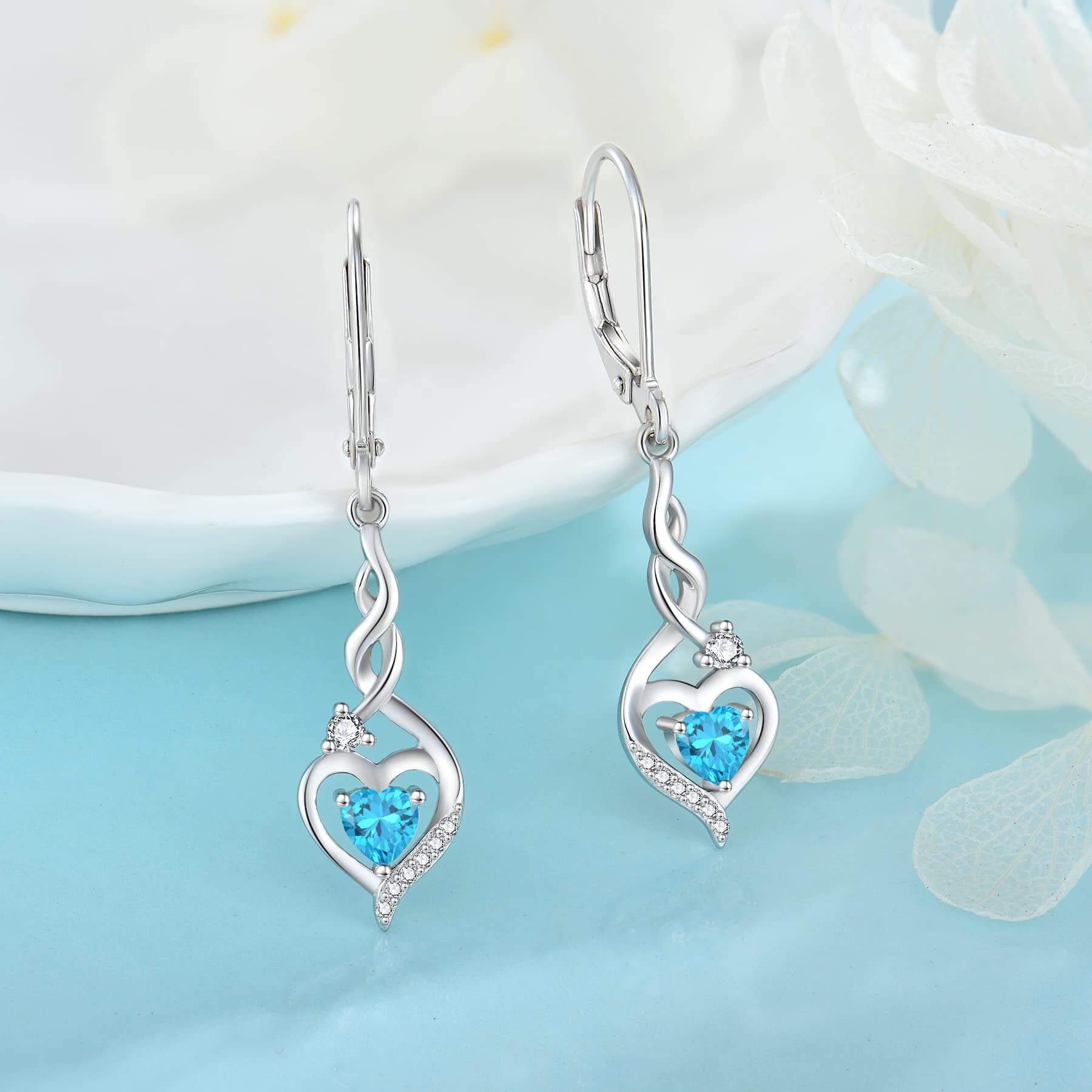 JO WISDOM Women Earrings,925 Sterling Silver Leverback Dangle Earrings with