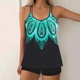 thumbnail image 3 of Generic Women Plus Size Swim Suits Printing Modest Ruched Swimsuits Two Piece Tankini Tops with Shorts Swimwear, 3 of 5