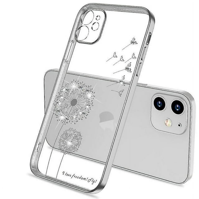 Funda protectora ultrafina con diseño de diente de león y galvanoplastia para iPhone 12 Pro (plateada)