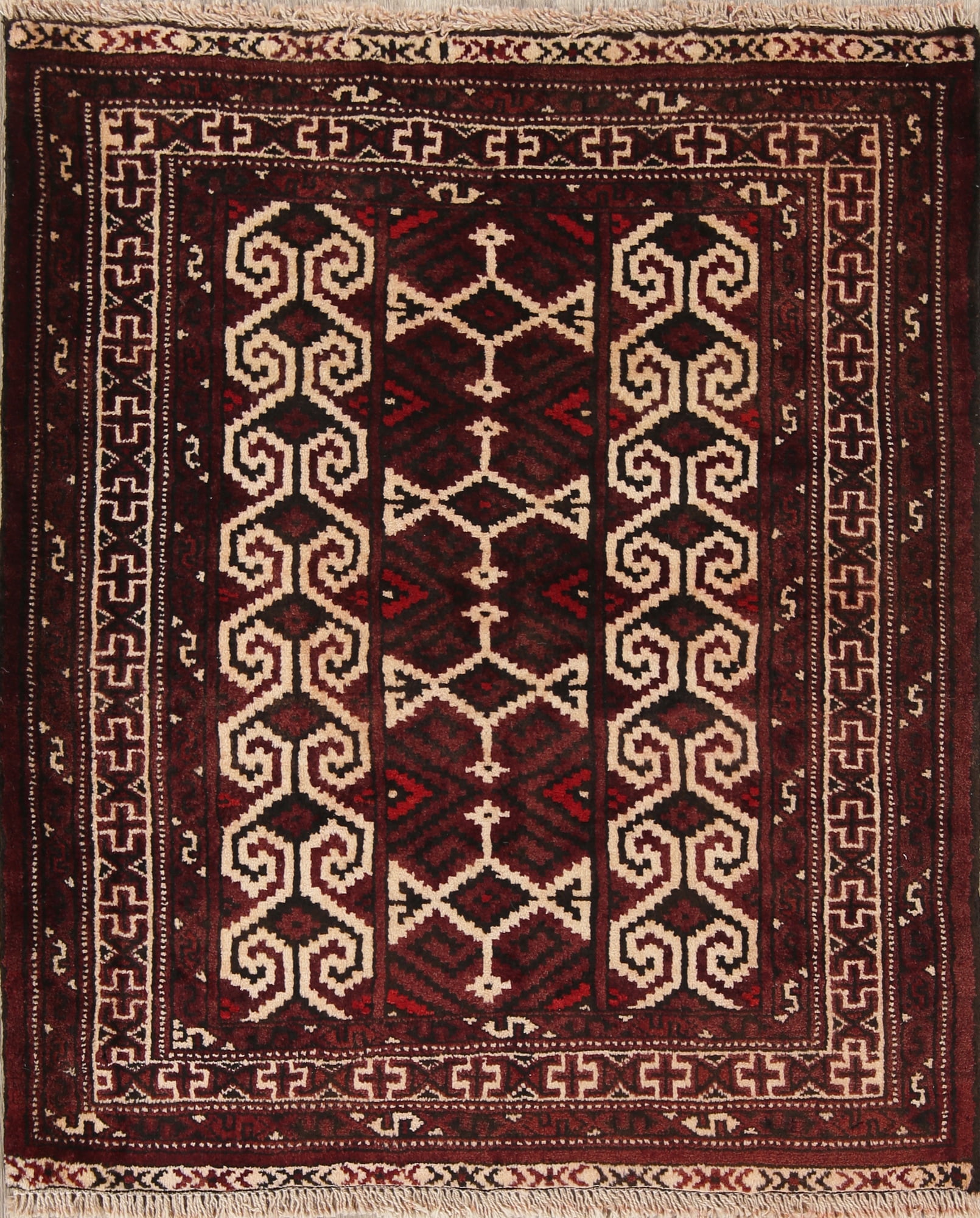 Balouch Oriental Hand Knotted Wool Traditional 3x3 Square Area Rug
