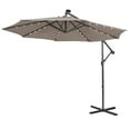 thumbnail image 2 of Costway 10FT Cantilever Solar Powered 32LED Lighted Patio Offset Umbrella Outdoor Coffee, 2 of 9