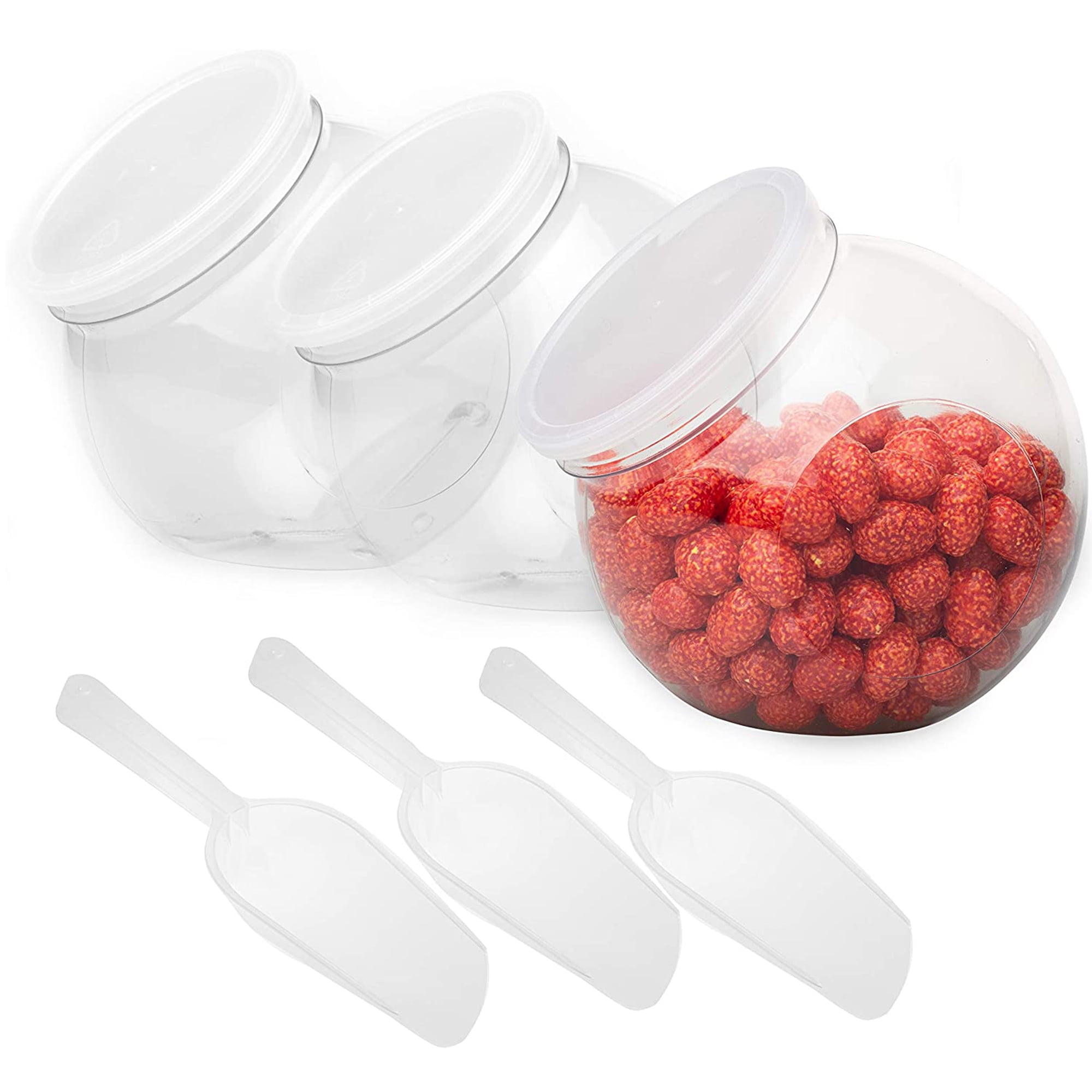Stock Your Home (3 Pack 48oz Plastic Candy Jars with Lids for Candy Buffet,  Clear Candy Containers with Lids, Plastic Cookie Jar for Home, Kitchen
