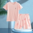 thumbnail image 2 of Nwiuh Toddler Baby Girl Summer Clothes Ruffle Ribbed Knit Short Sleeves T-Shirt Tee Tops + Shorts Cute Outfits Set (Light Pink, 7-8 Years), 2 of 7