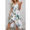 thumbnail image 4 of Vestido de mujer con tirantes finos, cuello en V profundo, cintura con lazo, dobladillo irregular dividido, vestido de temperamento fluido, 4 of 8