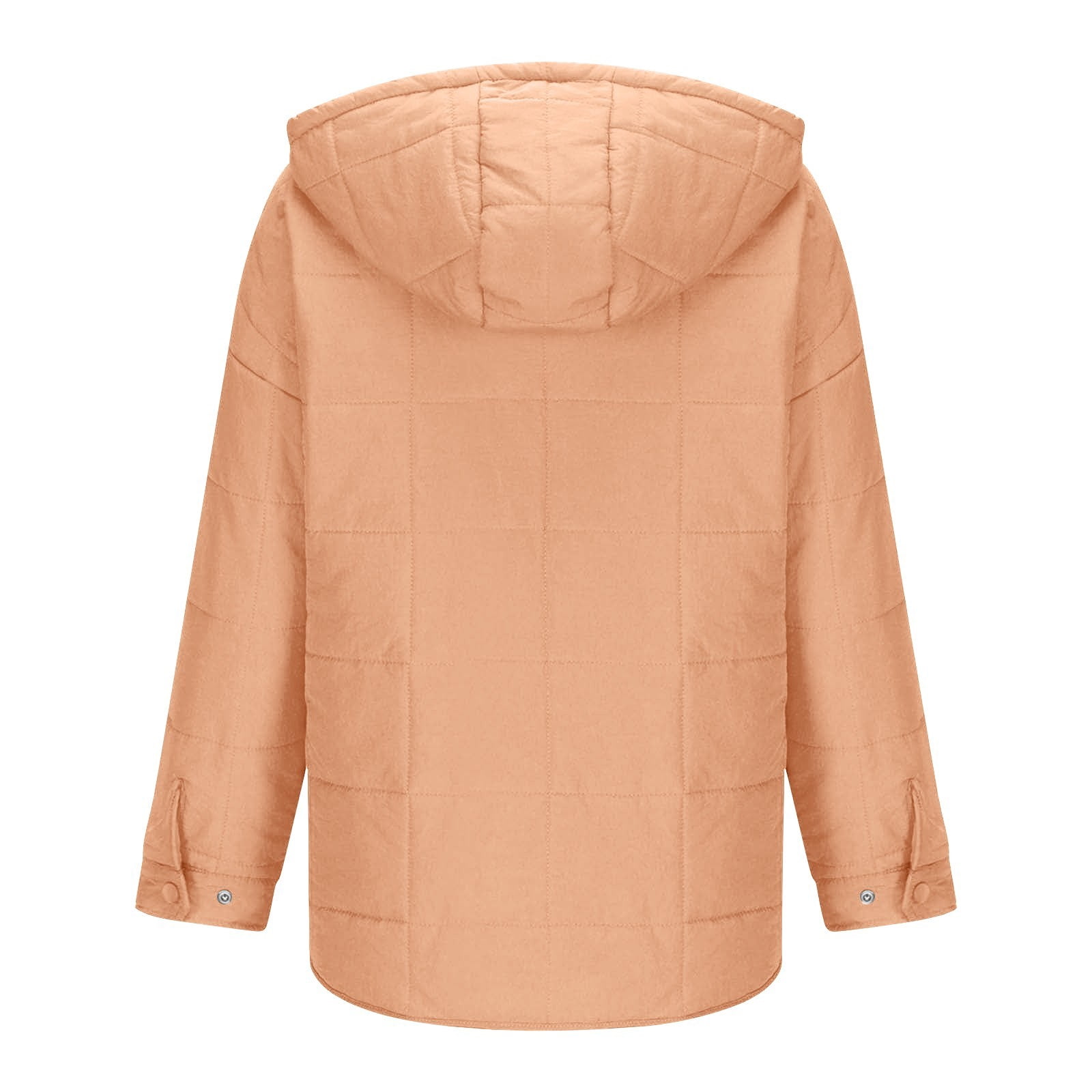Rigardu Hoodies for Women Pullover Women's Quilted Pullover Puffer Jacket Oversized Long Sleeve Hooded Coats Winter Warm Lightweight Outwear with Pocket Womens Hoodies Coffee S