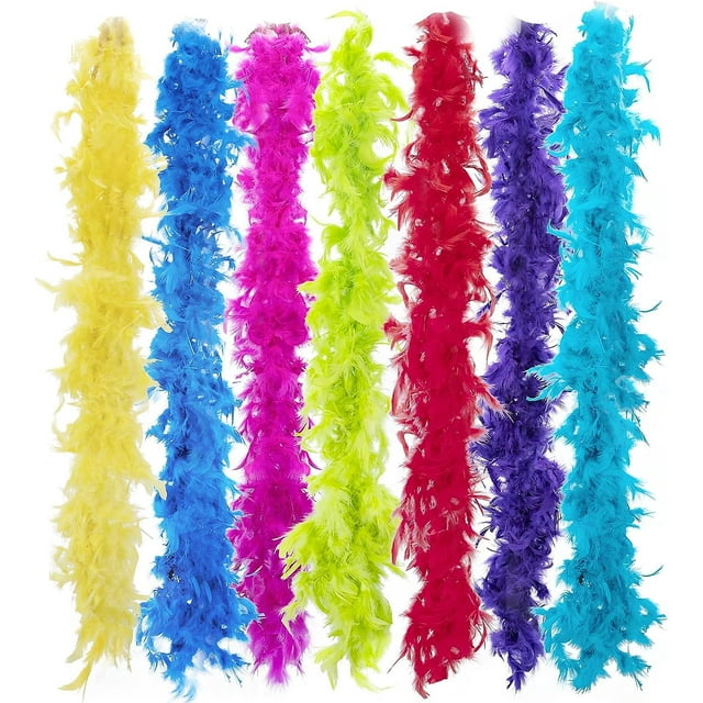 Boa de plumas para mujer, boa de plumas multicolor para manualidades, suministros para fiestas, disfraz para niñas (2m por color)
