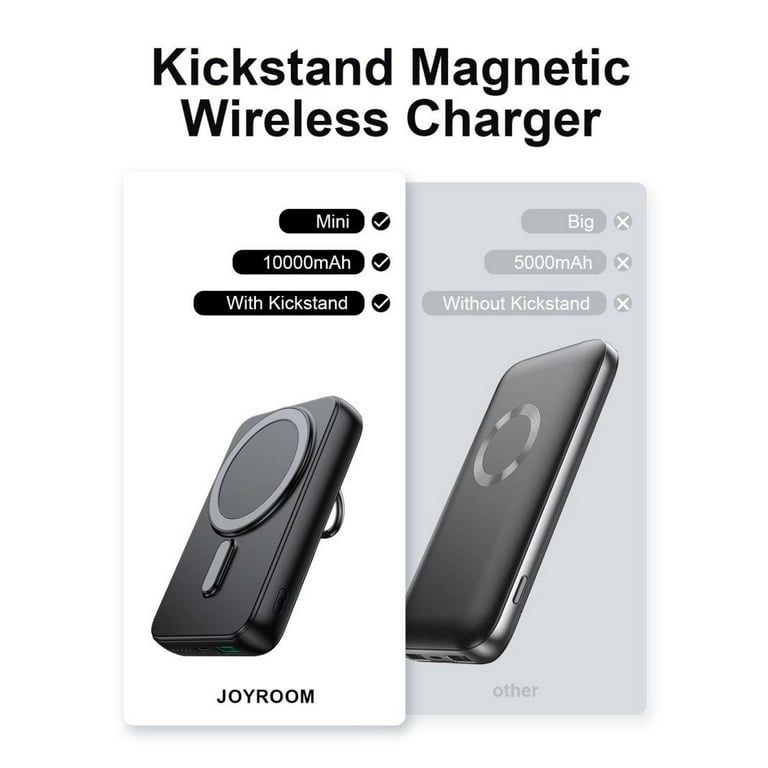 JOYROOM Magnetic Power Bank, 20W 10000mAh Wireless Portable Charger Battery  Pack with Phone Ring Holder Stand, Compatible with Magsafe, for iPhone