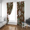 thumbnail image 2 of Coolnut Window Curtain Panels Snowflakes with Green and Red Stripes Grommet Top Room Darkening Thermal Insulated Blackout Window Treatment Drapes 2 Panels W55 x L84 In, 2 of 6