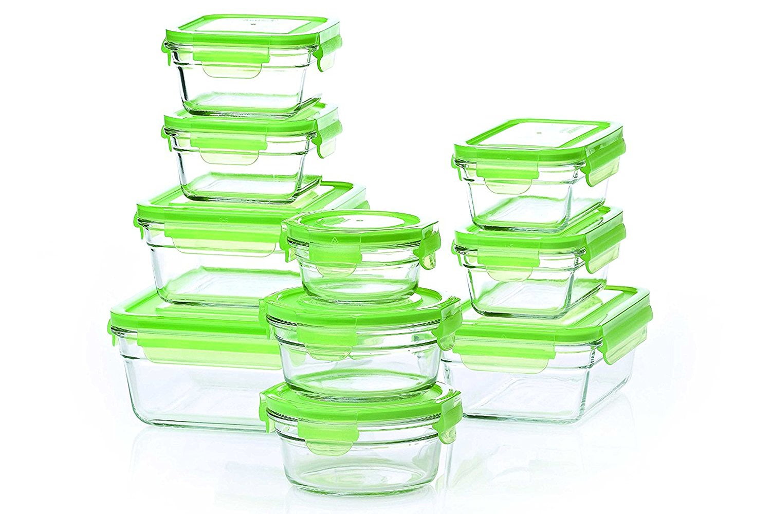 Glasslock Green Lids Airtight Food Storage 10 Container Set Walmart