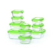 Glasslock Green Lids Airtight Food Storage 10 Container Set