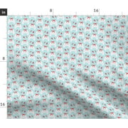 Small Scale Floral Bunnies Light Blue Easter Spoonflower Fabric by the Yard