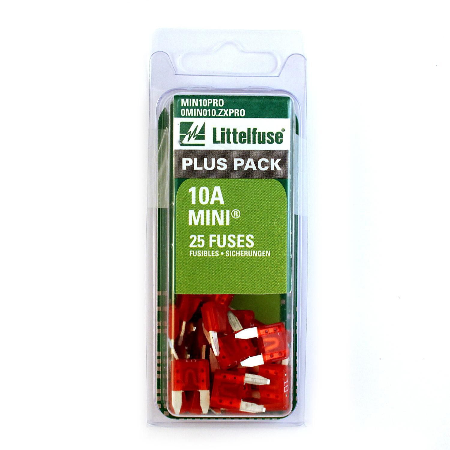 Littelfuse MINI Blade Fuses, Plus Pack 32 Volt 10 Amp, 25/pack