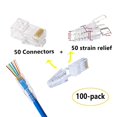 thumbnail image 4 of Petechtool Conectores De Paso Rj45 Cat6, Enchufes 8P8C Chapados En Oro Y Alivio De Tensión (50Xcat6Plug+50Xstrain Relief), 4 of 5
