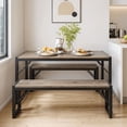 thumbnail image 6 of Aiho 45.5" Dining Table Set for 4, Kitchen Table with 2 Benches, Wood Dinette Sets with Metal Frame - Gray, 6 of 8