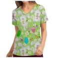 thumbnail image 1 of LSLJS Blouse Easter pour Femmes Femmes Jour Uniforme Vêtements de Travail Imprimé Col en V Manches Courtes Hauts avec Poche, Easter Hauts de Sarrau Femmes Grande Taille, 1 of 5