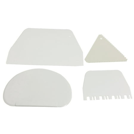 Unique Cake - Unique Bargains 4 x White Plastic Cake Cutter Smoother Scraper Set DIY Tool