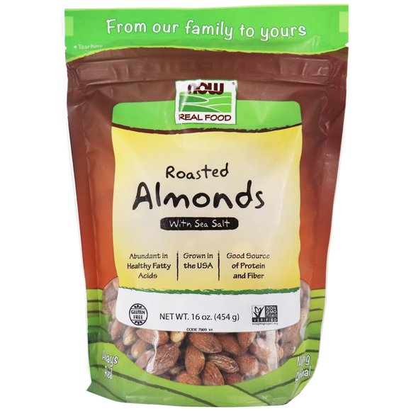 NOW Foods - Real Food Roasted Almonds With Sea Salt - 1 lb.