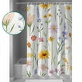 thumbnail image 3 of Botanical Wildflowers Shower Curtains for Bathroom Waterproof Fabric Bath Curtains Decor Bath Tub Curtain Spring Pastoral Flowers Decorative Shower Curtain Sets with 12 Hooks, 72x72 Inch, 3 of 6
