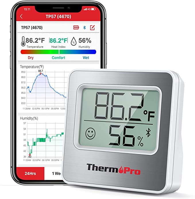 Thermopro Tp359w Bluetooth Hygrometer Thermometer, 260ft Wireless Remote  Temperature And Humidity Monitor, With Large Backlit Lcd, Indoor Room  Thermometer And Humidity Gauge, Max Min Records : Target