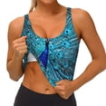 thumbnail image 3 of Gukieu Beautiful Blue Peacock Print Women's Sports Vest, Low-neck U-shaped Removable Pad Sports Bra for Yoga, Exercise, Dance-Medium, 3 of 8