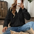 thumbnail image 6 of Reversible Winter Hooded Jacket Soft Warm Zip Front Outerwear Cozy Full Zip Up Coat For Women, 6 of 9