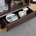 thumbnail image 5 of Lighted Glass Cabinet 2 Doors Curio Display Cabinet with Adjustable Glass Shelves and 1 Drawer Farmhouse Buffet Sideboard, Cherry, 5 of 7