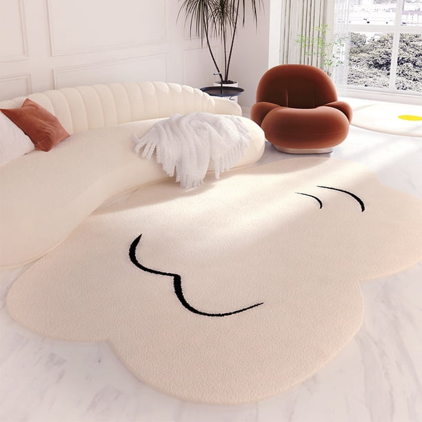 Alfombra de sala de estar de estilo crema, alfombra de invierno de imitación de cachemira gruesa, alfombra de cabecera, alfombra antideslizante para sofá de hogar, alfombra para dormitorio