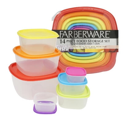New 214577 14 Piece Farberware Food Storage Set 12 Pack Plastic Ware Cheap Wholesale Discount Bulk Home And Garden Plastic Ware Cleaning Tools Walmart Com Walmart Com