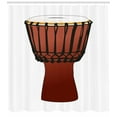 thumbnail image 3 of Drums Shower Curtain, Pattern of a Tamtam Drum Ornamented Handcraft Traditional Elements, Fabric Bathroom Set with Hooks, 69W X 70L Inches, Burgundy White Charcoal Grey, by Ambesonne, 3 of 3