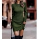 thumbnail image 1 of Otoño e invierno Europa y Estados Unidos Color limpio Cuello redondo Manga larga Suéter de cadera Vestido de mujer, 1 of 6