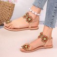 thumbnail image 6 of Xfvqtps Womens Flat Sandals Toe Ring Clip Toe Elastic Transparent Strap Color Block Flower Decor Non Slip Breathable Lightweight Summer Roman Sandals Red, 6 of 9