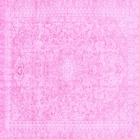 Ahgly Company Indoor Square Abstract Pink Modern Area Rugs, 8' Square