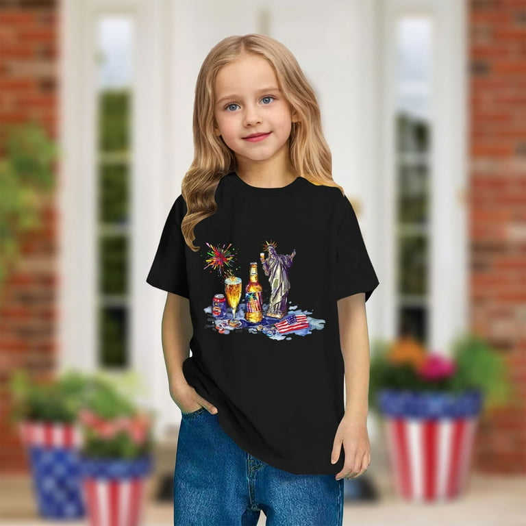 Ugoldhm Girls T-Shirts Fashion Short Sleeve Crew Neck Modern Fit