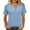 Blue, variant on Womens Notch V Neck Casual Shirts Short Sleeve Regular Fitted Homewear Basic Tops for Women Solid Color