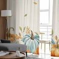thumbnail image 4 of Orange White Pumpkin Fall Sheer Curtains 63 Inches Length 2 Panels Set, Window Sheer Curtains for Living Room/Bedroom,Thanksgiving Floral Leaves Rustic Light Filter Rod Pocket Curtain 52'' x 63'' x 2, 4 of 7