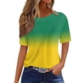 thumbnail image 1 of Women's Gradient Short Sleeve Crewneck Basic Tee for Everyday Casual Wear Comfortable Spring and Summer Fashion Top, 1 of 5