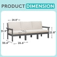thumbnail image 4 of FUNDAZE Oversized HDPE Patio Furniture Sets, 3-Seater Outdoor Conversation Set | For Patio, Poolside, Backyard Use, Grey Frame with Khaki Cushion, 4 of 7