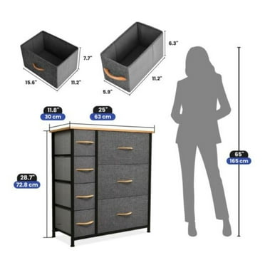 JTAOT 7 Drawers Dresser Gray Organizer Tower Fabric Cabinet Bedside Furniture Bedroom