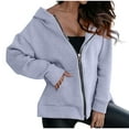 thumbnail image 4 of Mrat Soft Hoodies for Women Fashion Women's Zipper Jacket V-Neck Pullover Tops Long Sleeve Hooded Blouse Sweatshirt Womens Hoodies Zip up S-66 Gray M, 4 of 7