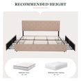 thumbnail image 6 of Amolife King Size Platform Bed Frame with Diamond-stitched Headboard and 4 Drawers, Beige, 6 of 7