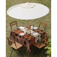 thumbnail image 3 of Burnt Orange Dog Paws Outdoor Tablecloth with Umbrella Hole, Farmhouse Vintage Modern Brown Wood Spillproof Waterproof Outdoor Table Cover, Patio Tablecloths for Party/Garden/Picnic, Square 54"x54", 3 of 9