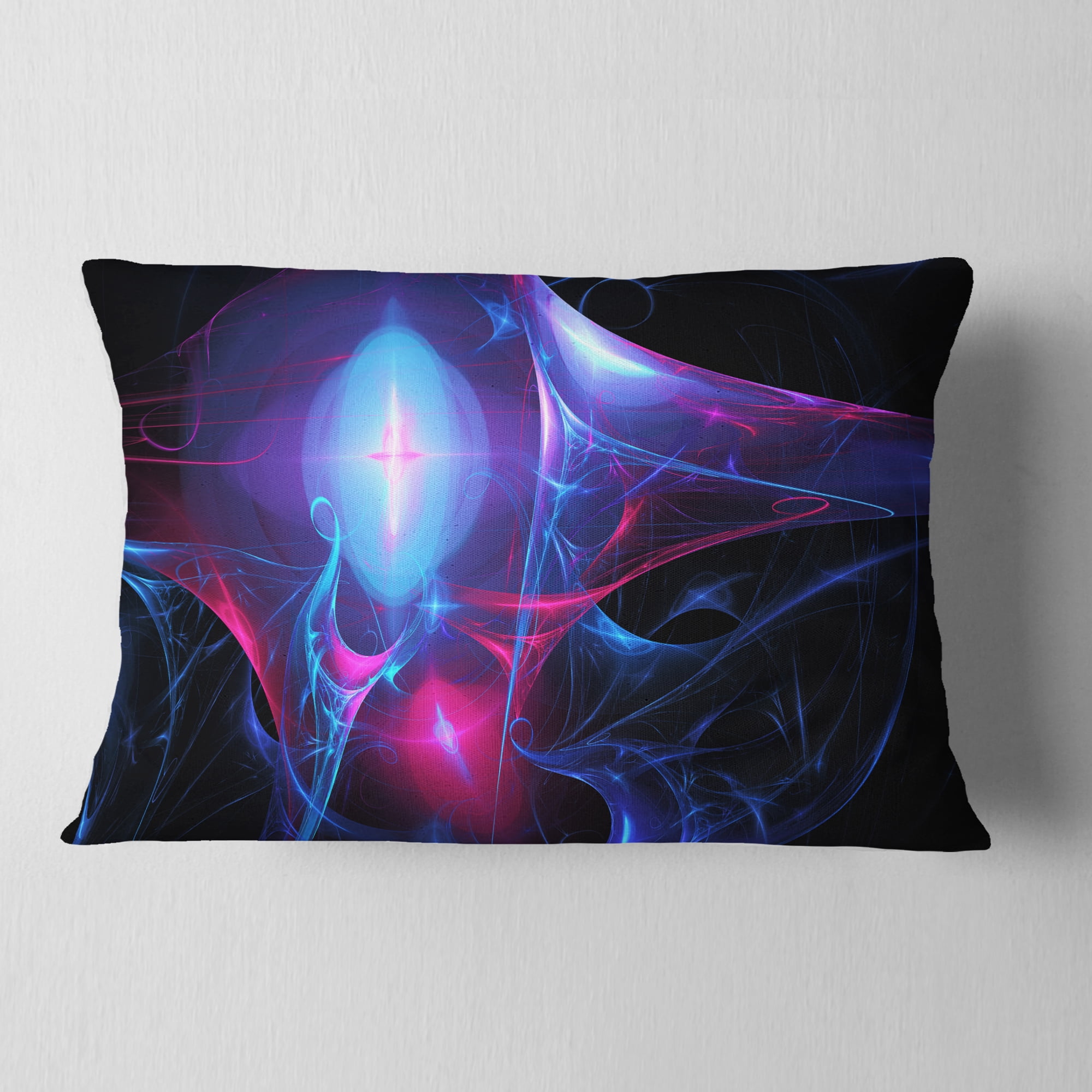 Designart Blue Bright Candle - Abstract Throw Pillow - 12x20