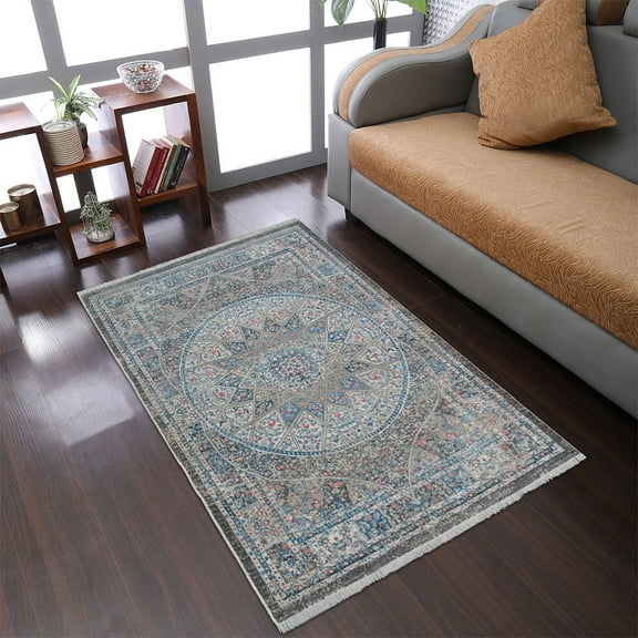 Rugsotic Carpets Machine Woven Crossweave Area Rugs - 6'X9', Rectangle,Multicolor,Classic Oriental Traditional , Low Pile Machine Made Area Rugs For Living Room, Bed Room (M00096)