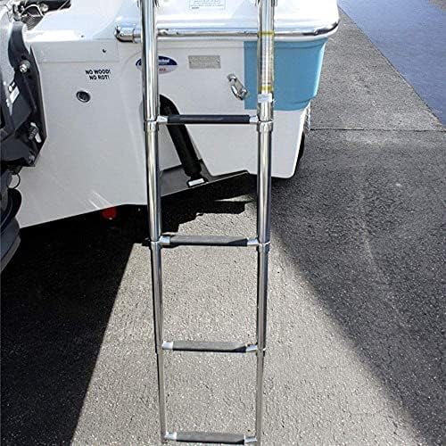 4 Step Ladder Stainless Steel Telescoping Extendable Ladder 600 Pound Capacity for Marine Yacht/Swimming Potoon Ladder$$Watercraft